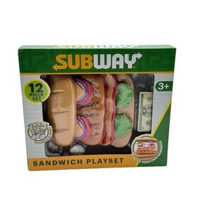 SUBWAY Pretend Play Food Sandwich Maker Playset-12 Pieces+ Pretend Money - NIB
